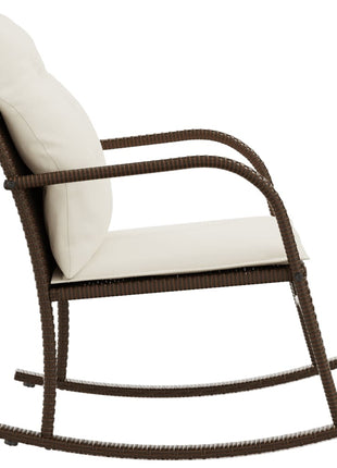 Tuinschommelstoel met kussens poly rattan bruin