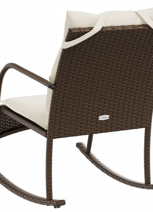 Tuinschommelstoel met kussens poly rattan bruin