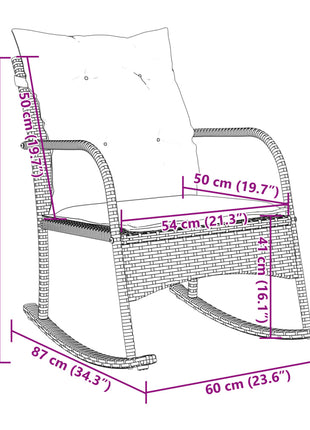 Tuinschommelstoel met kussens poly rattan bruin