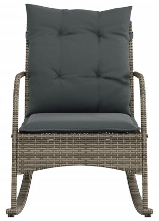 Tuinschommelstoel met kussens poly rattan grijs