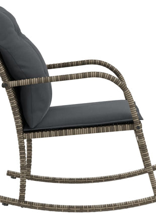 Tuinschommelstoel met kussens poly rattan grijs