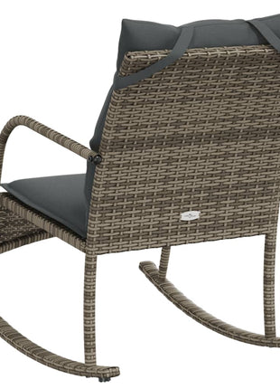 Tuinschommelstoel met kussens poly rattan grijs