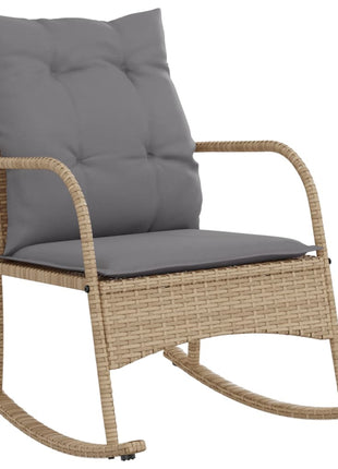 Tuinschommelstoel met kussens poly rattan beige