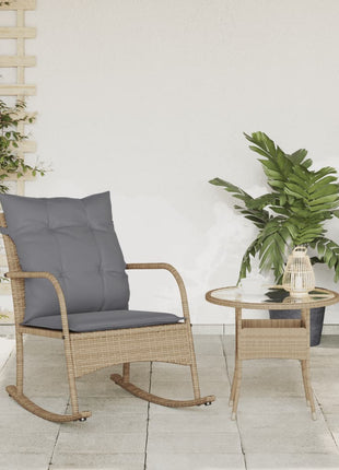 Tuinschommelstoel met kussens poly rattan beige