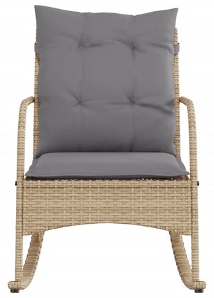Tuinschommelstoel met kussens poly rattan beige