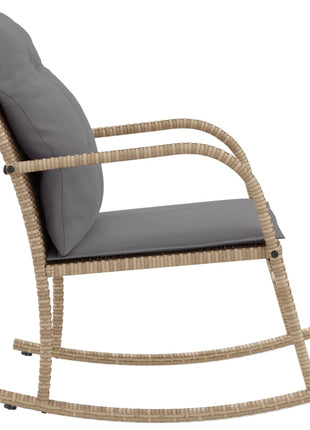 Tuinschommelstoel met kussens poly rattan beige