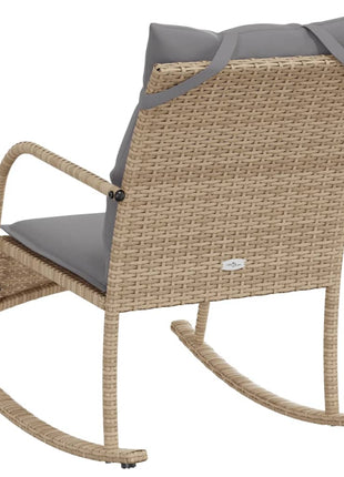 Tuinschommelstoel met kussens poly rattan beige
