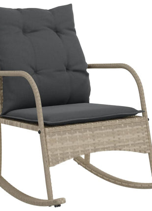 Tuinschommelstoel met kussens poly rattan lichtgrijs