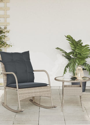 Tuinschommelstoel met kussens poly rattan lichtgrijs
