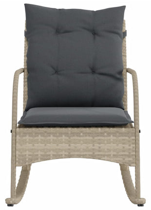 Tuinschommelstoel met kussens poly rattan lichtgrijs