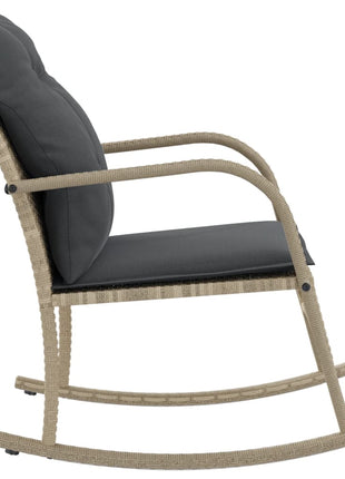 Tuinschommelstoel met kussens poly rattan lichtgrijs