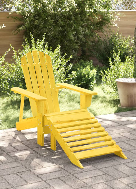 Stoel Adirondack met voetenbank massief vurenhout geel