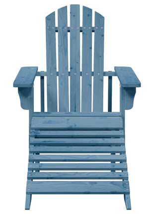 Stoel Adirondack met voetenbank massief vurenhout blauw