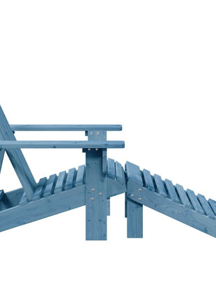 Stoel Adirondack met voetenbank massief vurenhout blauw