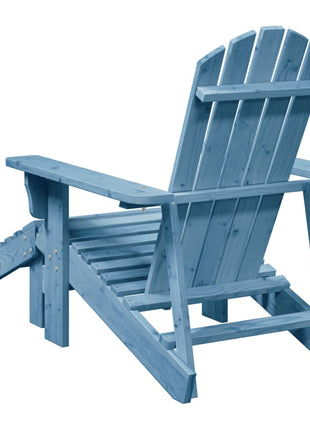 Stoel Adirondack met voetenbank massief vurenhout blauw