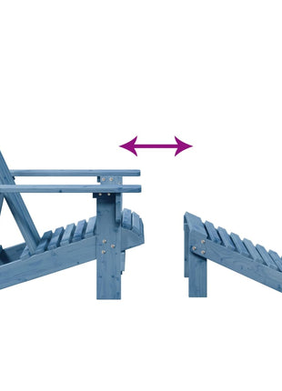 Stoel Adirondack met voetenbank massief vurenhout blauw
