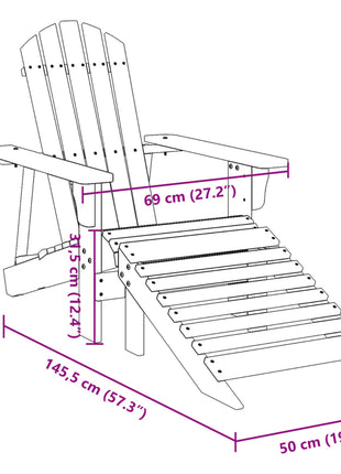 Stoel Adirondack met voetenbank massief vurenhout blauw