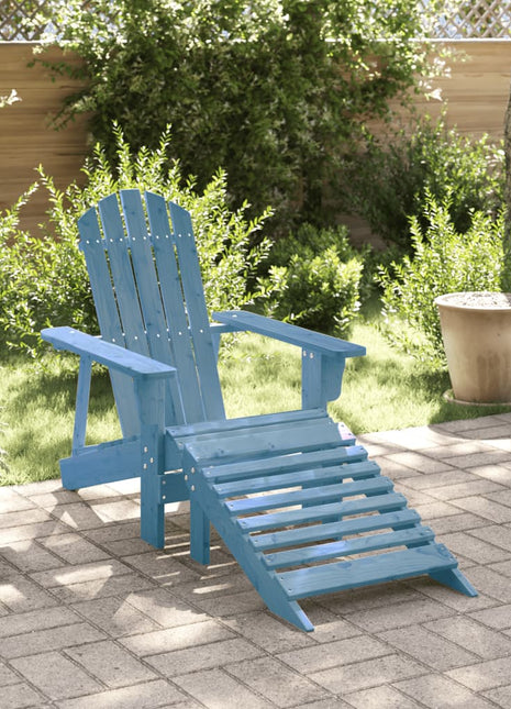 Stoel Adirondack met voetenbank massief vurenhout blauw