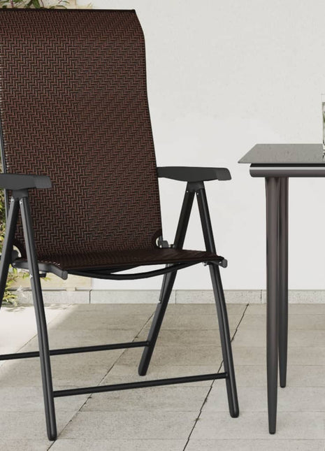 Tuinstoelen 4 st inklapbaar poly rattan bruin