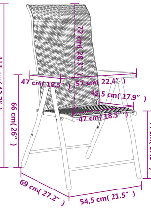 Tuinstoelen 4 st inklapbaar poly rattan zwarte koffiekleur