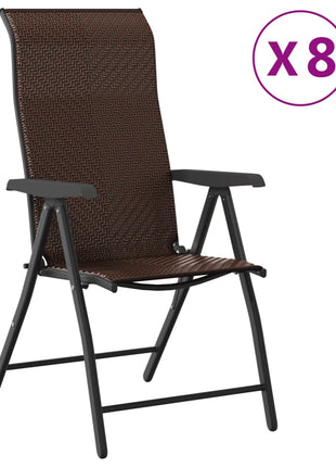 Tuinstoelen 8 st inklapbaar poly rattan bruin