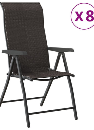 Tuinstoelen 8 st inklapbaar poly rattan zwarte koffiekleur