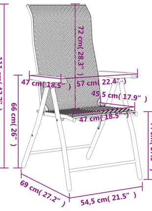 Tuinstoelen 8 st inklapbaar poly rattan zwarte koffiekleur