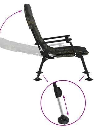 Visstoel met armleuning inklapbaar camouflage