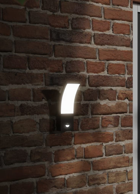 Buitenwandlampen 2 st LED met sensors gegoten aluminium zwart