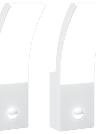 Buitenwandlampen 2 st LED met sensors gegoten aluminium wit