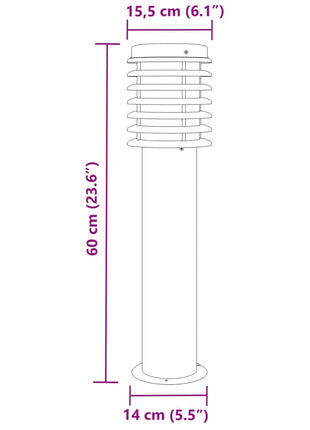 Buitenvloerlamp 60 cm roestvrijstaal zilverkleurig