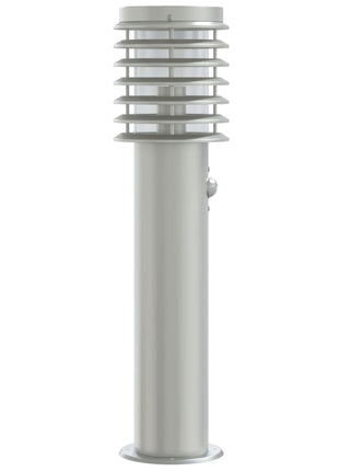 Buitenvloerlampen 3 st met sensors 60 cm roestvrijstaal zilver