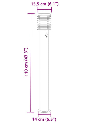 Buitenvloerlampen 3 st met sensors 110 cm roestvrijstaal zilver