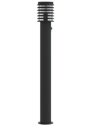 Buitenvloerlampen 3 st met sensors 110 cm roestvrijstaal zwart