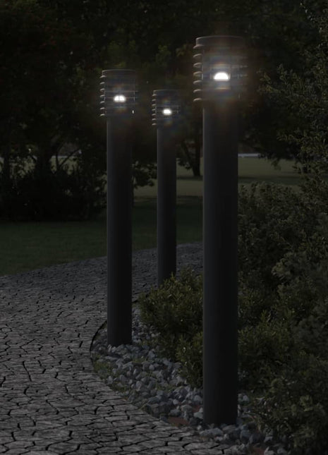 Buitenvloerlamp met stopcontact 110 cm roestvrijstaal zwart