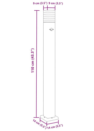 Vloerlampen voor buiten 3 st met sensor 110 cm aluminium zwart
