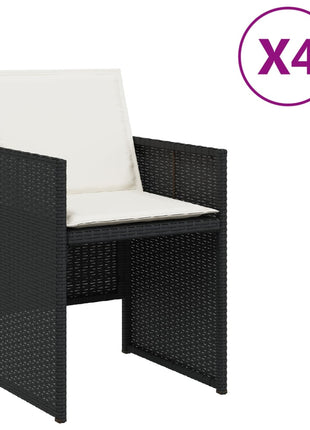Tuinstoelen 4 st met kussens poly rattan zwart