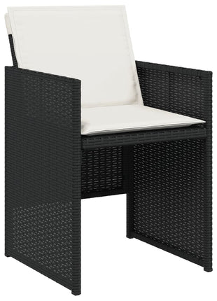 Tuinstoelen 4 st met kussens poly rattan zwart