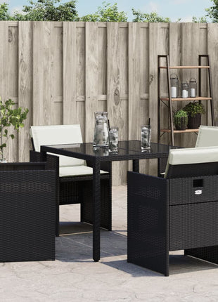 Tuinstoelen 4 st met kussens poly rattan zwart