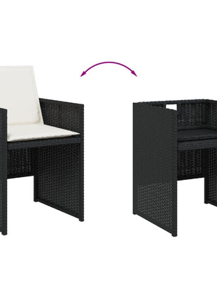Tuinstoelen 4 st met kussens poly rattan zwart