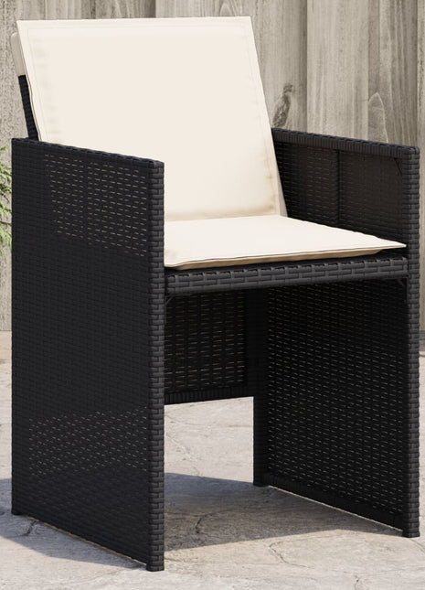 Tuinstoelen 4 st met kussens poly rattan zwart