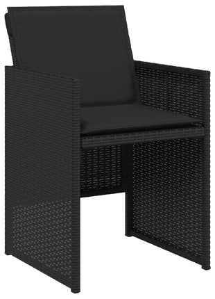 Tuinstoelen 4 st met kussens poly rattan zwart