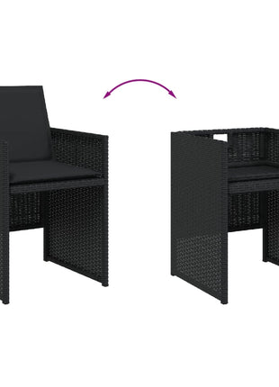 Tuinstoelen 4 st met kussens poly rattan zwart