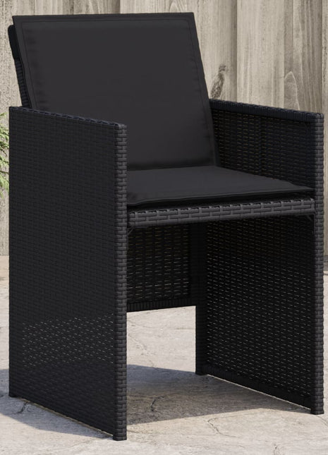 Tuinstoelen 4 st met kussens poly rattan zwart