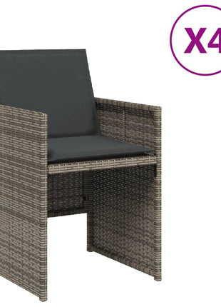 Tuinstoelen 4 st met kussens poly rattan grijs