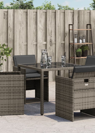 Tuinstoelen 4 st met kussens poly rattan grijs