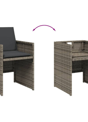 Tuinstoelen 4 st met kussens poly rattan grijs