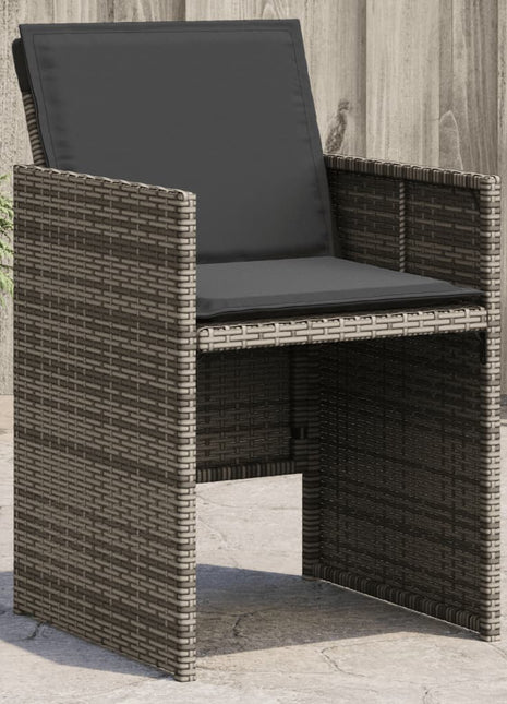 Tuinstoelen 4 st met kussens poly rattan grijs