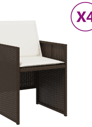 Tuinstoelen 4 st met kussens poly rattan bruin