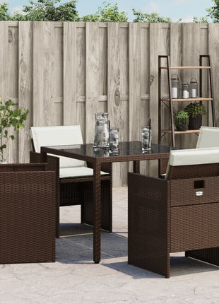 Tuinstoelen 4 st met kussens poly rattan bruin